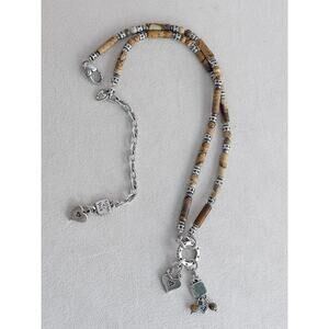 Brighton Listen To Your Heart Jasper Beaded Necklace Engraved Charms 15-17"
